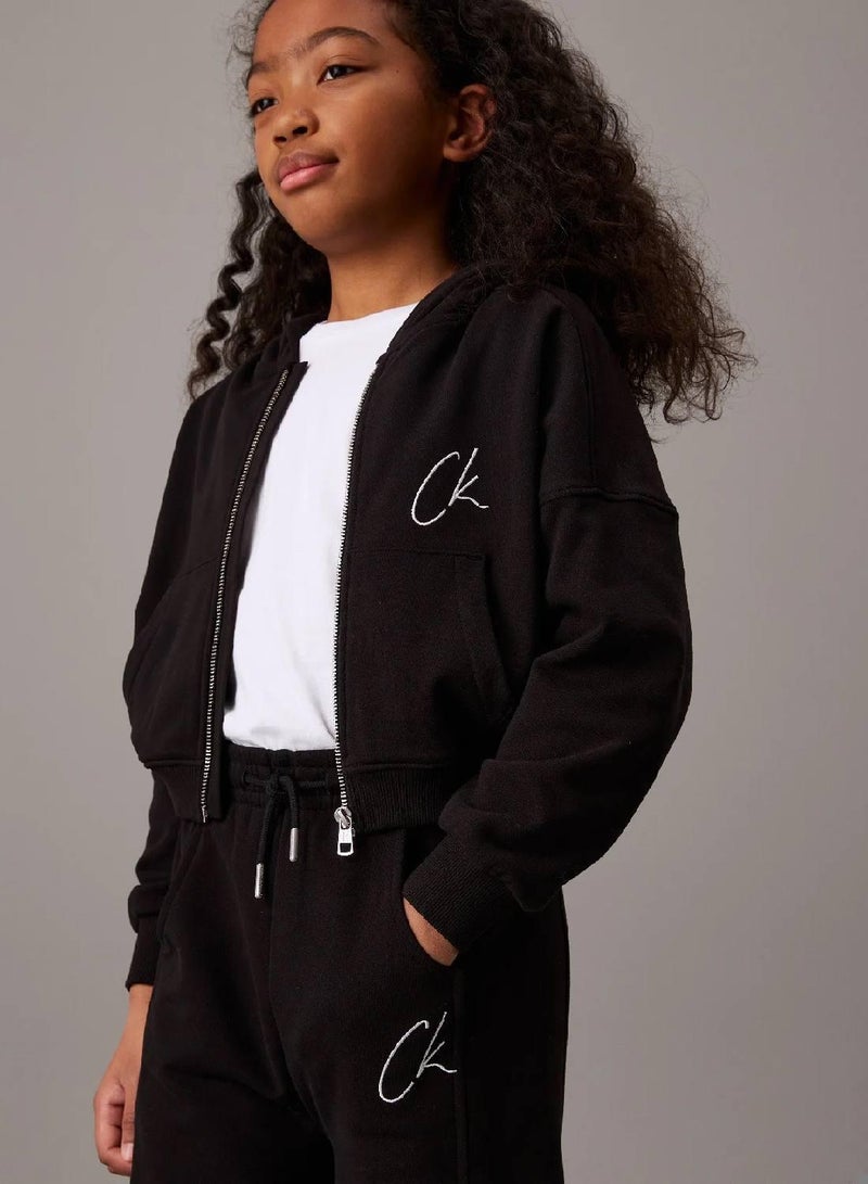 كالفن كلاين جينز بنطال رياضي خفيف للركض بأرجل واسعة مزين بشعار كلفن كلاين - Image 3