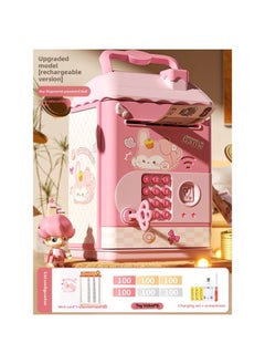 Generic Children's Day Gift 2025 Children's Savings Piggy Bank Can Access Only Enter And Not Enter Password Boys And Girls-Color:[cute Pink Rabbit Piggy Bank] Key Fingerprint Code Lock + Early Education Music Charging Set + Toy Ticket + Wish Card Plan Card  - Image 1