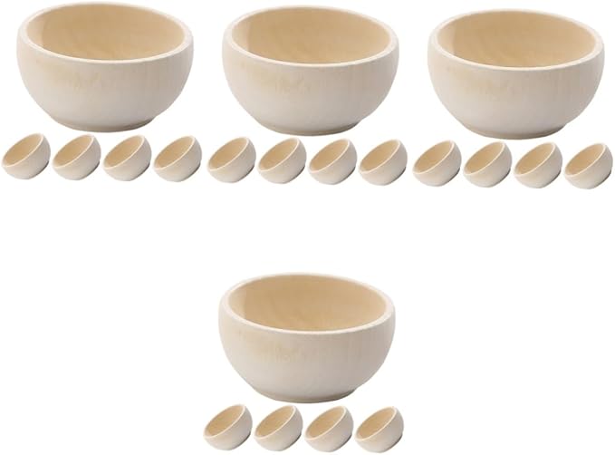 DIY Wooden Craft Mini Bowls Unfinished Set Of 4 For Painting Writing Dyeing 5 Pieces Each - Image 1
