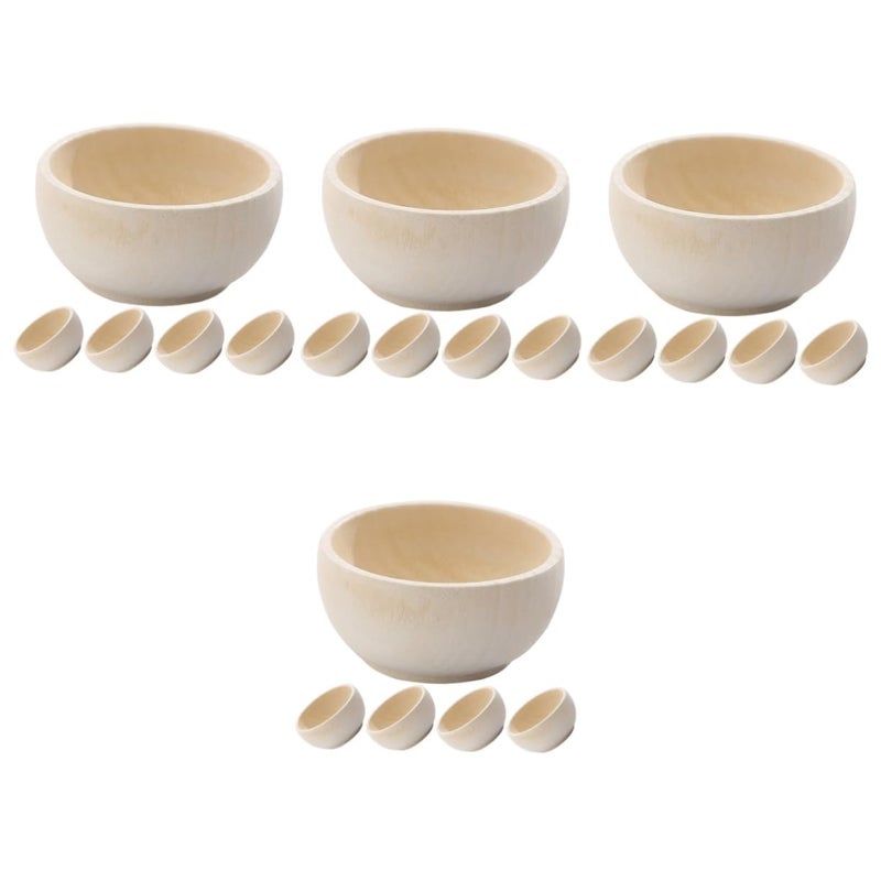 DIY Wooden Craft Mini Bowls Unfinished Set Of 4 For Painting Writing Dyeing 5 Pieces Each - Image 2