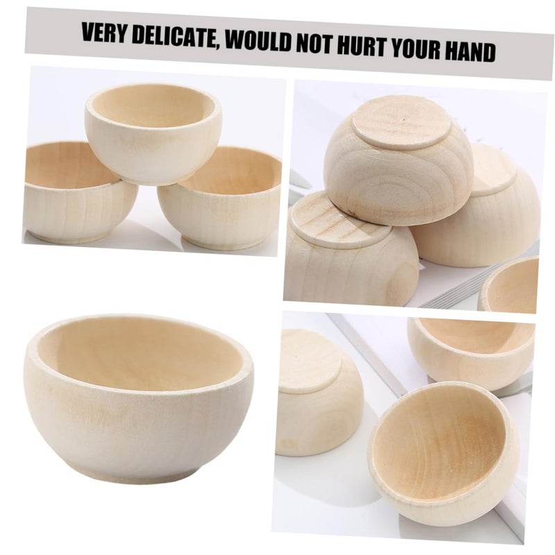DIY Wooden Craft Mini Bowls Unfinished Set Of 4 For Painting Writing Dyeing 5 Pieces Each - Image 4