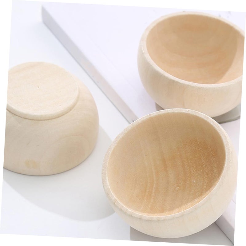 DIY Wooden Craft Mini Bowls Unfinished Set Of 4 For Painting Writing Dyeing 5 Pieces Each - Image 5