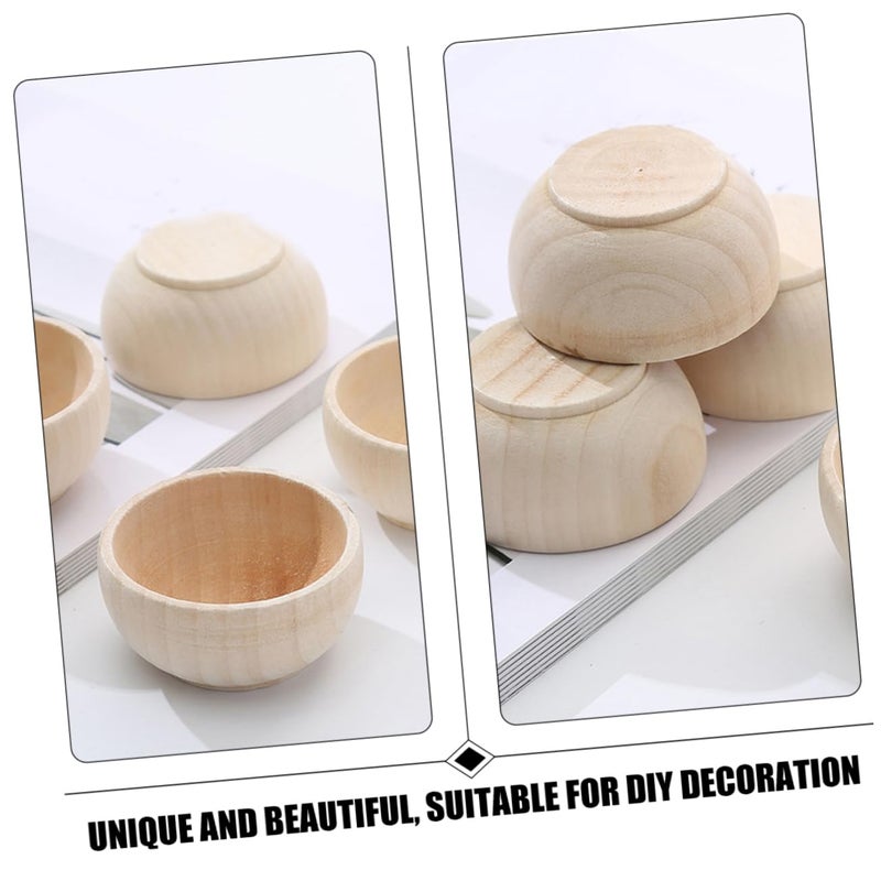 DIY Wooden Craft Mini Bowls Unfinished Set Of 4 For Painting Writing Dyeing 5 Pieces Each - Image 3