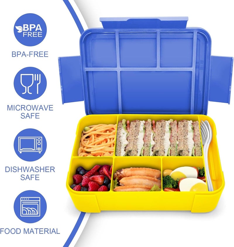 Hap Tim Bento Lunch Box for Kids & Adults, Lunchbox Containers with Tablewares for Boys & Girls, Leakproof, Microwave, Dishwasher, Freezer Safe, Bpa-Free, Blue, (SA1265-BL) - Image 5