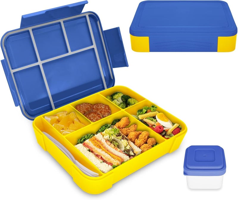 Hap Tim Bento Lunch Box for Kids & Adults, Lunchbox Containers with Tablewares for Boys & Girls, Leakproof, Microwave, Dishwasher, Freezer Safe, Bpa-Free, Blue, (SA1265-BL) - Image 1