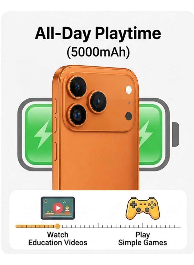Umiio Mini Smartphone 5.6 Inch Incell Display Dual SIM 17 Pro Max Android Cell Phone Rear And Front Camera, Compact Small Size Android Dual SIM Wi-Fi GPS Supported Small Mobile Phone - Orange - Image 4