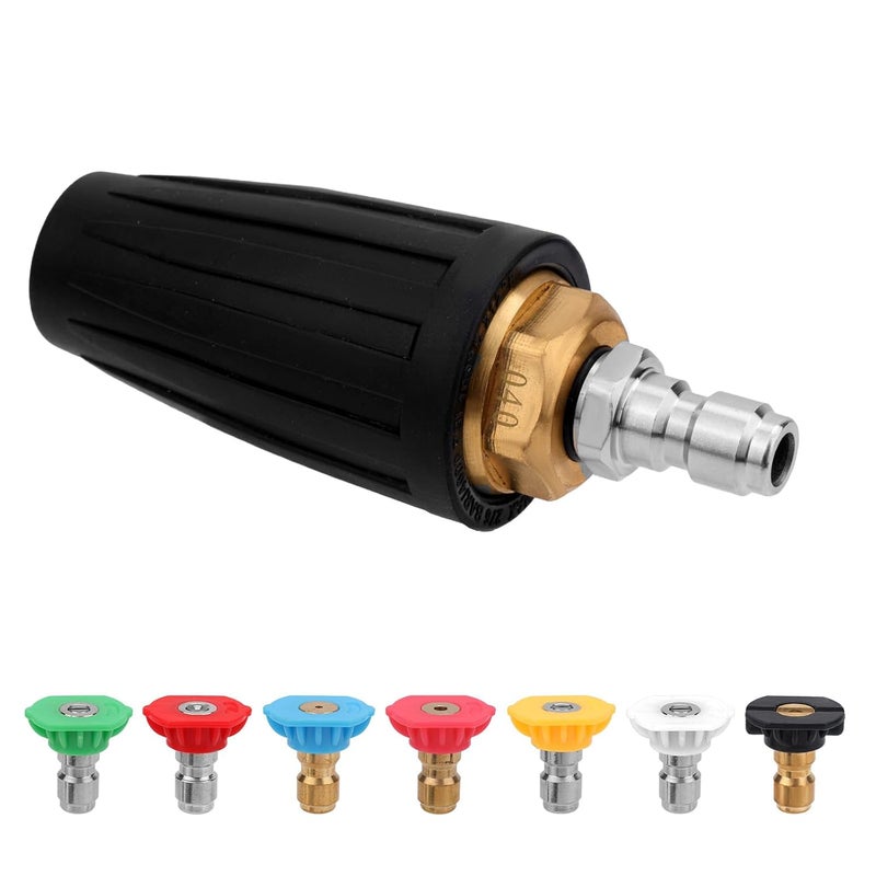 XIHIRCD فوهة توربو لغسالة الضغط، مع 7 قطع من رؤوس الرش 4000 PSI 4.0 GPM 1/4" توصيل سريع فوهات غسالة الضغط الدوارة 360° لممرات الخرسانة والطوب - Image 1