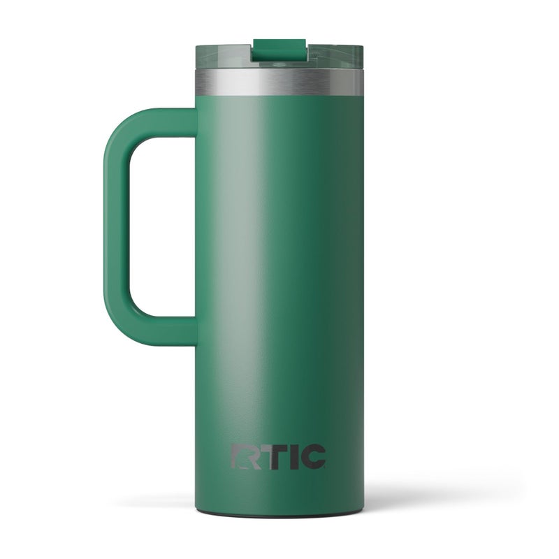 RTIC 20oz Road Trip Travel Mug with Lid and Handle Ceramic Lined Insulated Stainless Steel Metal Double Wall VacuumInsulation Portable Coffee Tea Cup for Hot and Cold Drink Pine Tree - Image 2