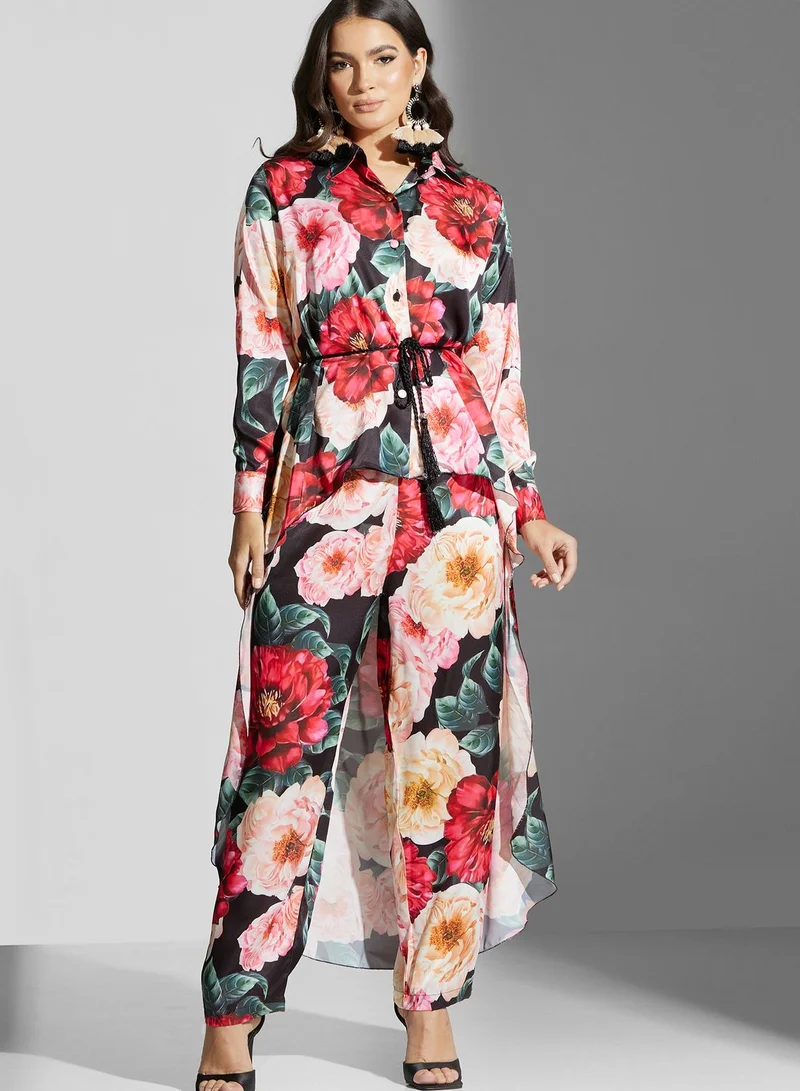 Golden Apple Floral Print Top & Pants Set
