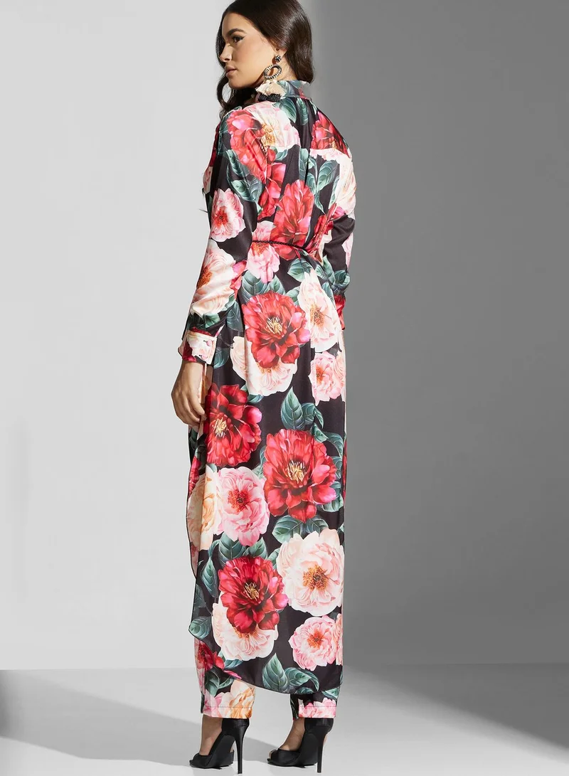 Golden Apple Floral Print Top & Pants Set