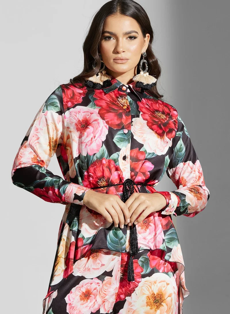 Golden Apple Floral Print Top & Pants Set