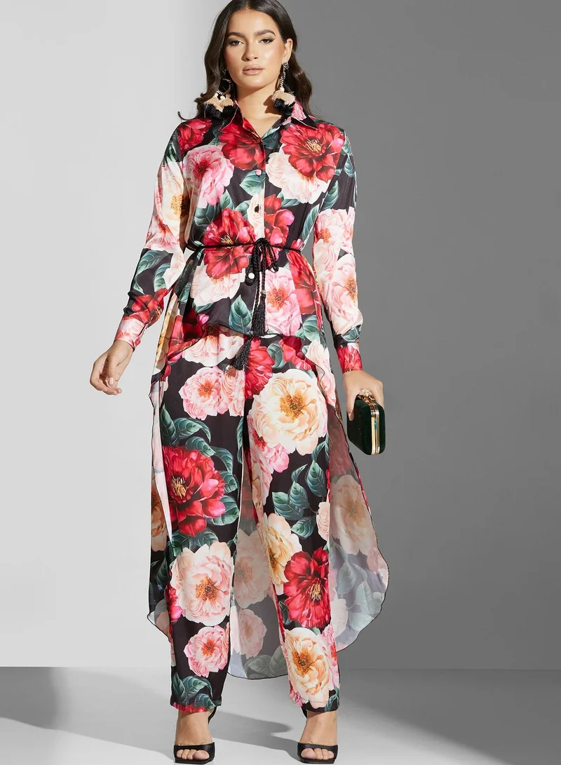 Golden Apple Floral Print Top & Pants Set