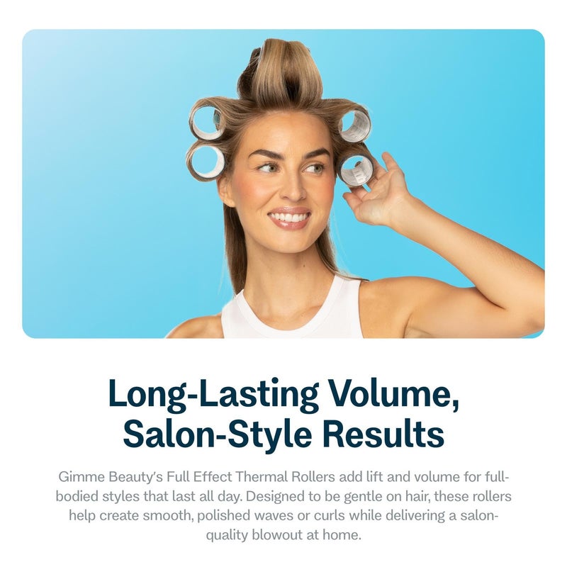 Gimme Beauty Full Effect Thermal Rollers - Hair Rollers for Salon-Style Blow-Outs - Gentle & Secure Hold for All-Day Styling - 3 Sizes for Bouncy Curls or Natural Waves - All Hair Types, 12 Count - Image 4