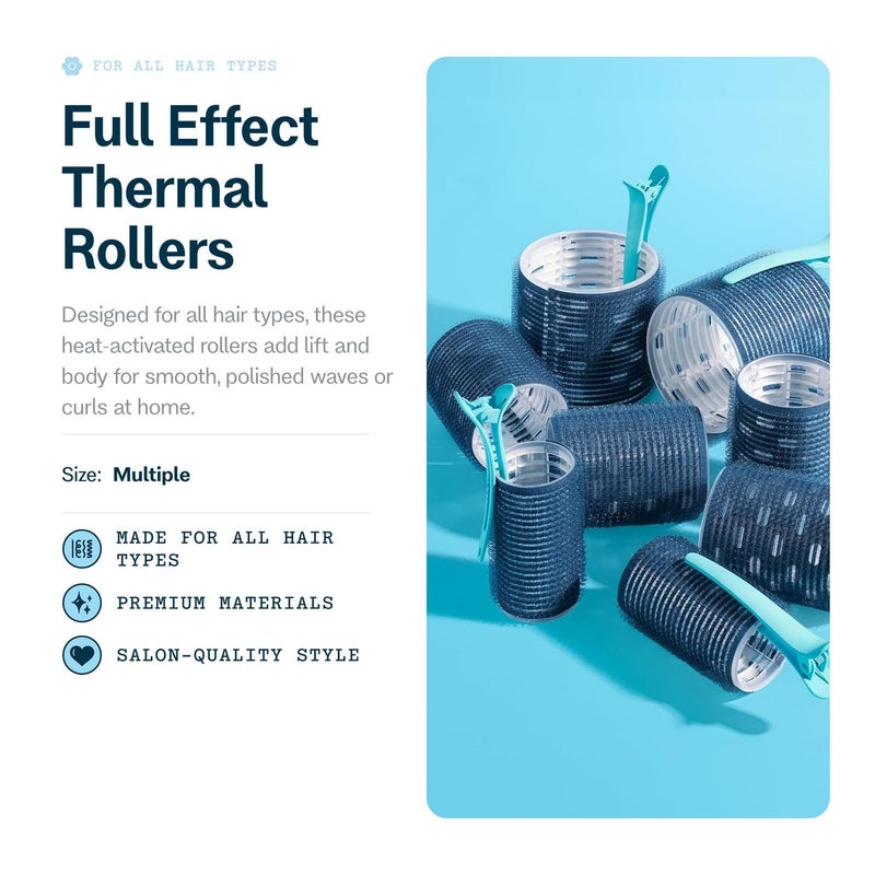 Gimme Beauty Full Effect Thermal Rollers - Hair Rollers for Salon-Style Blow-Outs - Gentle & Secure Hold for All-Day Styling - 3 Sizes for Bouncy Curls or Natural Waves - All Hair Types, 12 Count - Image 2