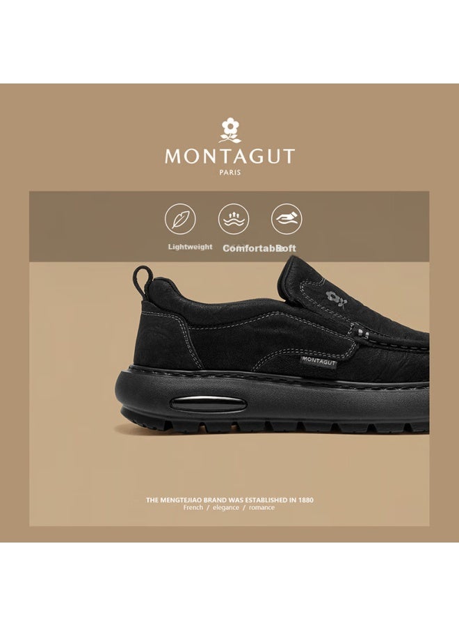Montagut Men's Spring New Fashion Versatile Slip-on Leather Shoes Comfortable Commuter Durable Business Casual Loafers - Image 1