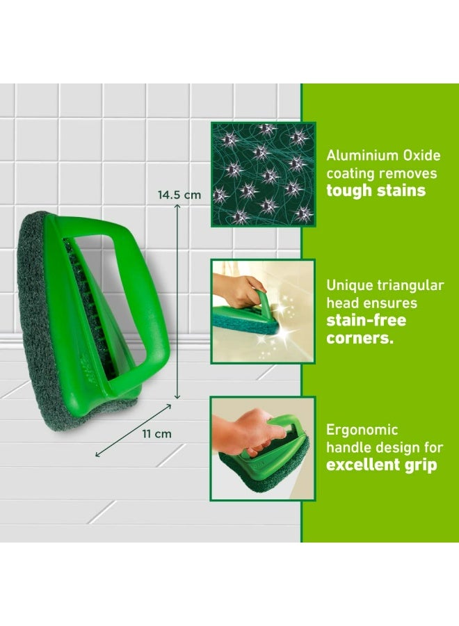 سكوتش برايت فرشاة حمام سكوتش برايت مع فرشاة كاشطة لتنظيف البلاط بشكل ممتاز (أخضر، عبوة من قطعة واحدة) - Image 5