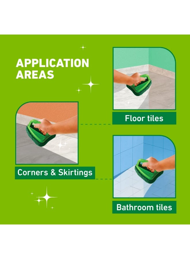سكوتش برايت فرشاة حمام سكوتش برايت مع فرشاة كاشطة لتنظيف البلاط بشكل ممتاز (أخضر، عبوة من قطعة واحدة) - Image 3