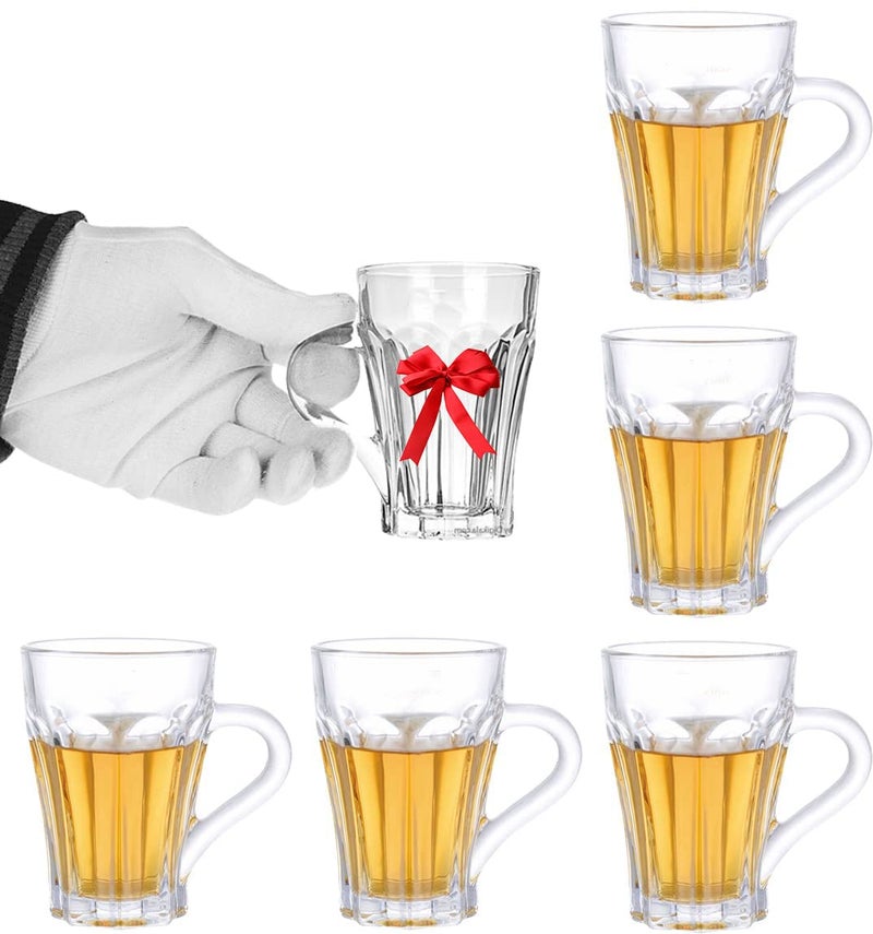 MARTVIA MARTVIA Crystal Clear Toughened Glass Tea Cup with Convenient Solid Handle Cups Espresso Mug Set for Tea Coffee HotCold Drinks Lotus 200 ML 6  - Image 1