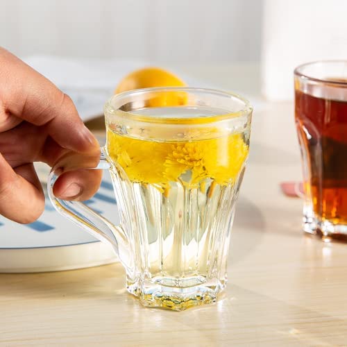 MARTVIA MARTVIA Crystal Clear Toughened Glass Tea Cup with Convenient Solid Handle Cups Espresso Mug Set for Tea Coffee HotCold Drinks Lotus 200 ML 6  - Image 2
