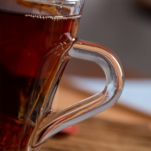 MARTVIA MARTVIA Crystal Clear Toughened Glass Tea Cup with Convenient Solid Handle Cups Espresso Mug Set for Tea Coffee HotCold Drinks Lotus 200 ML 6  - Image 3