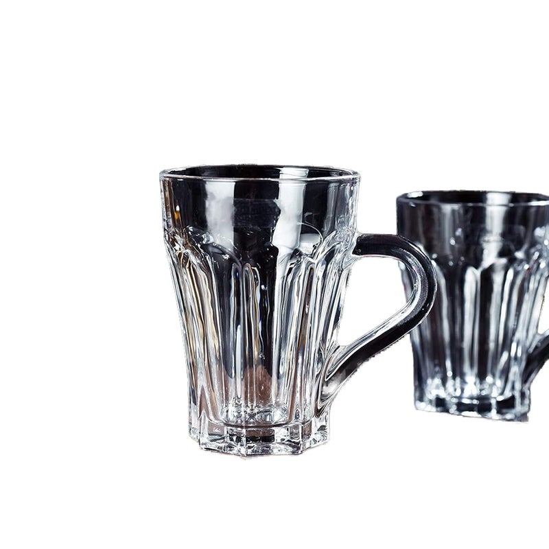 MARTVIA MARTVIA Crystal Clear Toughened Glass Tea Cup with Convenient Solid Handle Cups Espresso Mug Set for Tea Coffee HotCold Drinks Lotus 200 ML 6  - Image 5