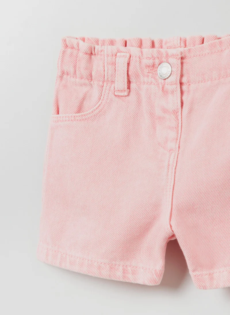 Ovs Garment-dyed twill shorts with pockets