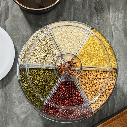 Ketumal 6-Grid Food Storage Container | Dried Fruit, Food Storage, Small Grains, Beans, Rice | Grain Dispenser, Storage Container | Rotating, 6-Compartment (5kg),Multicolor - Image 5