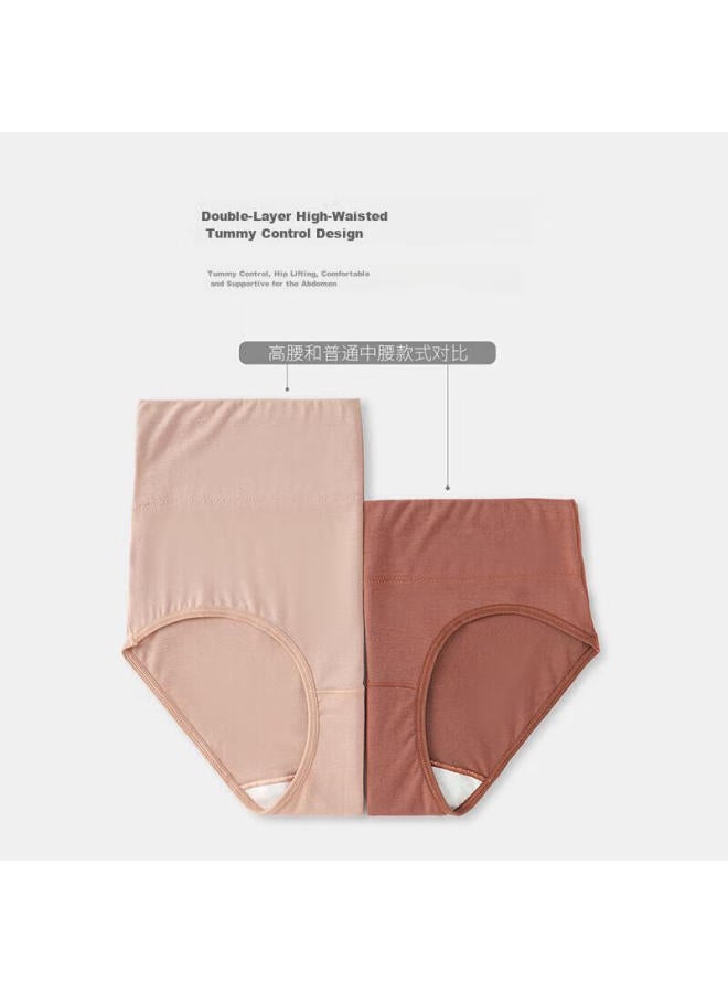Youngyell Women's Underwear, Plus Size Modal High-waist Seamless Panties, 10a Antibacterial Pure Cotton Crotch Tummy Control Middle-aged And Elderly Underwear, 4 Pairs - Image 2