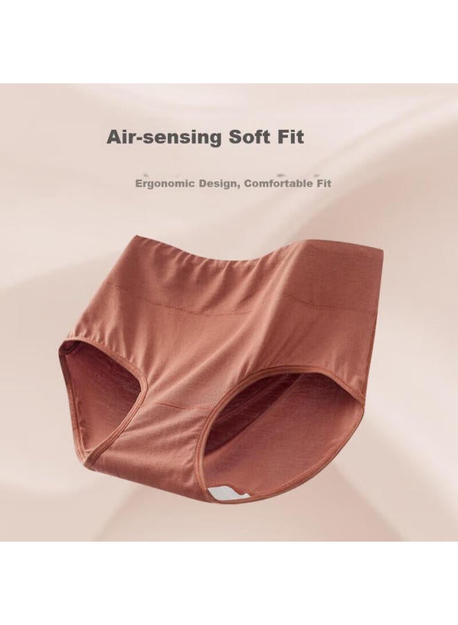 Youngyell Women's Underwear, Plus Size Modal High-waist Seamless Panties, 10a Antibacterial Pure Cotton Crotch Tummy Control Middle-aged And Elderly Underwear, 4 Pairs - Image 5