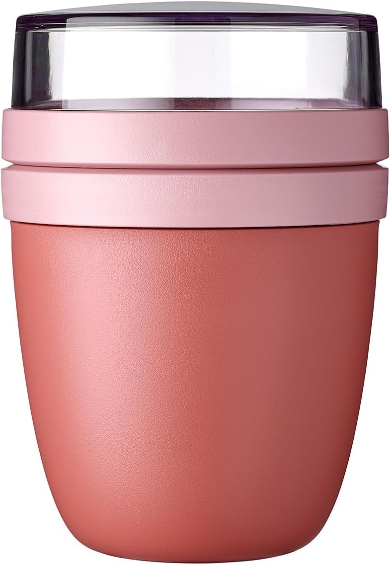 Mepal – Lunchpot Ellipse – Practical Yoghurt Cup & Muesli Cup – Separate Compartments for Yoghurt & Muesli - Suitable for Freezer, Microwave & Dishwasher – 500 ml + 200 ml – Vivid Mauve - Image 1
