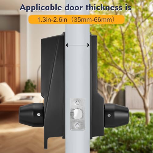 Souyou New Upgrade Mechanical Door Lock with Handle,Mechanical Push Button Lever Lock,Stainless Steel Mechanical Keyless Entry Door Lock with Key,Upgrade Adjustable Deadlatch 2-3/8'' and 2-3/4'' - Image 2