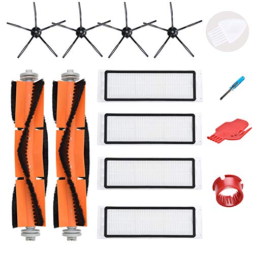 LOVECO Replacement Accessories Kit Compatible for S4 E4 S5 S6 S50 S51 S55 E20 E25 E35 Robotic,2 Main Brush,4 Filter,4 Rubber Side Brush,2 Cleaning Tool - Image 1