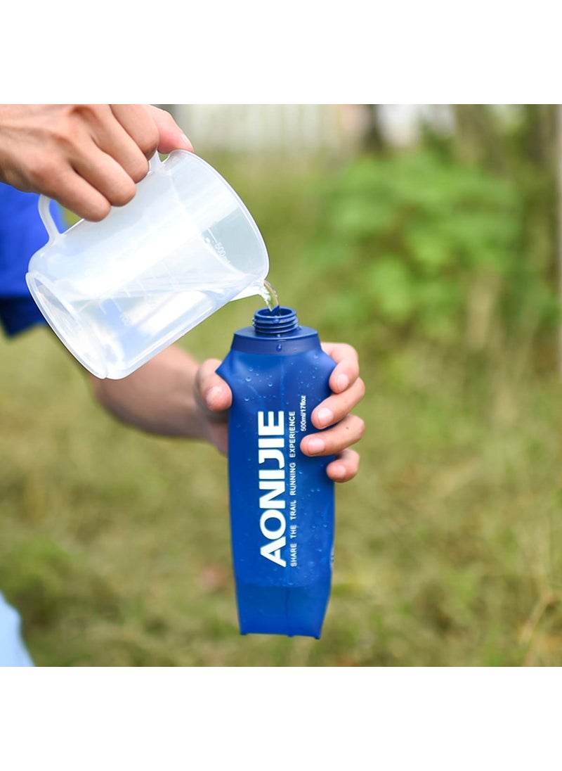 AONIJIE AONIJIE 2 Pack Soft Water Bottle, TPU Collapsible Flask Foldable Bottles for Hydration Pack, BPA-Free, for Running Hiking Cycling Climbing (2 Pcs - 500ml)  - Image 2
