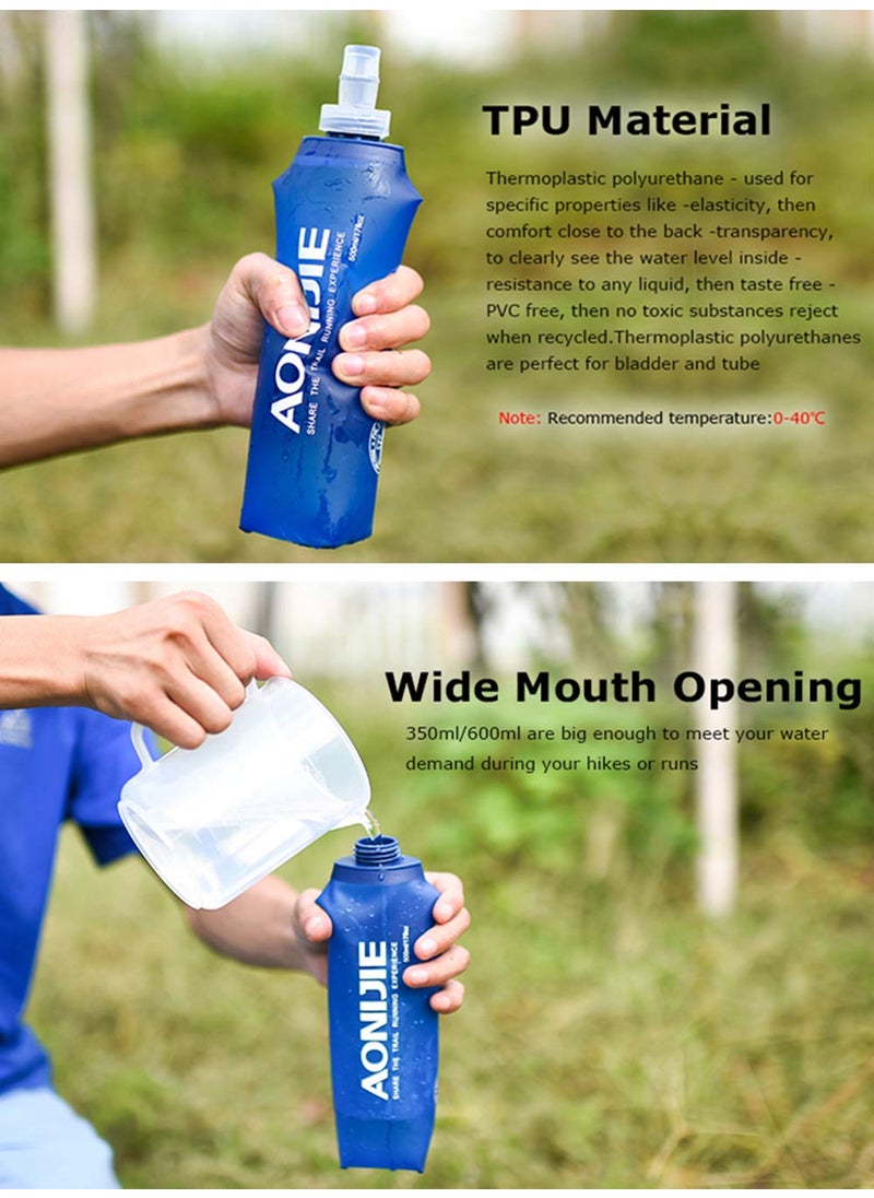 AONIJIE AONIJIE 2 Pack Soft Water Bottle, TPU Collapsible Flask Foldable Bottles for Hydration Pack, BPA-Free, for Running Hiking Cycling Climbing (2 Pcs - 500ml)  - Image 5