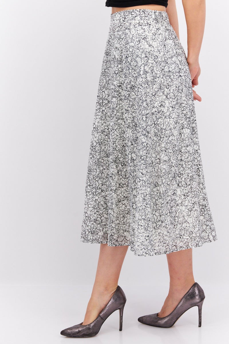 ESPRIT تنورة ميدي مطبوعة بالكامل للنساء، أبيض فاتح - Image 2