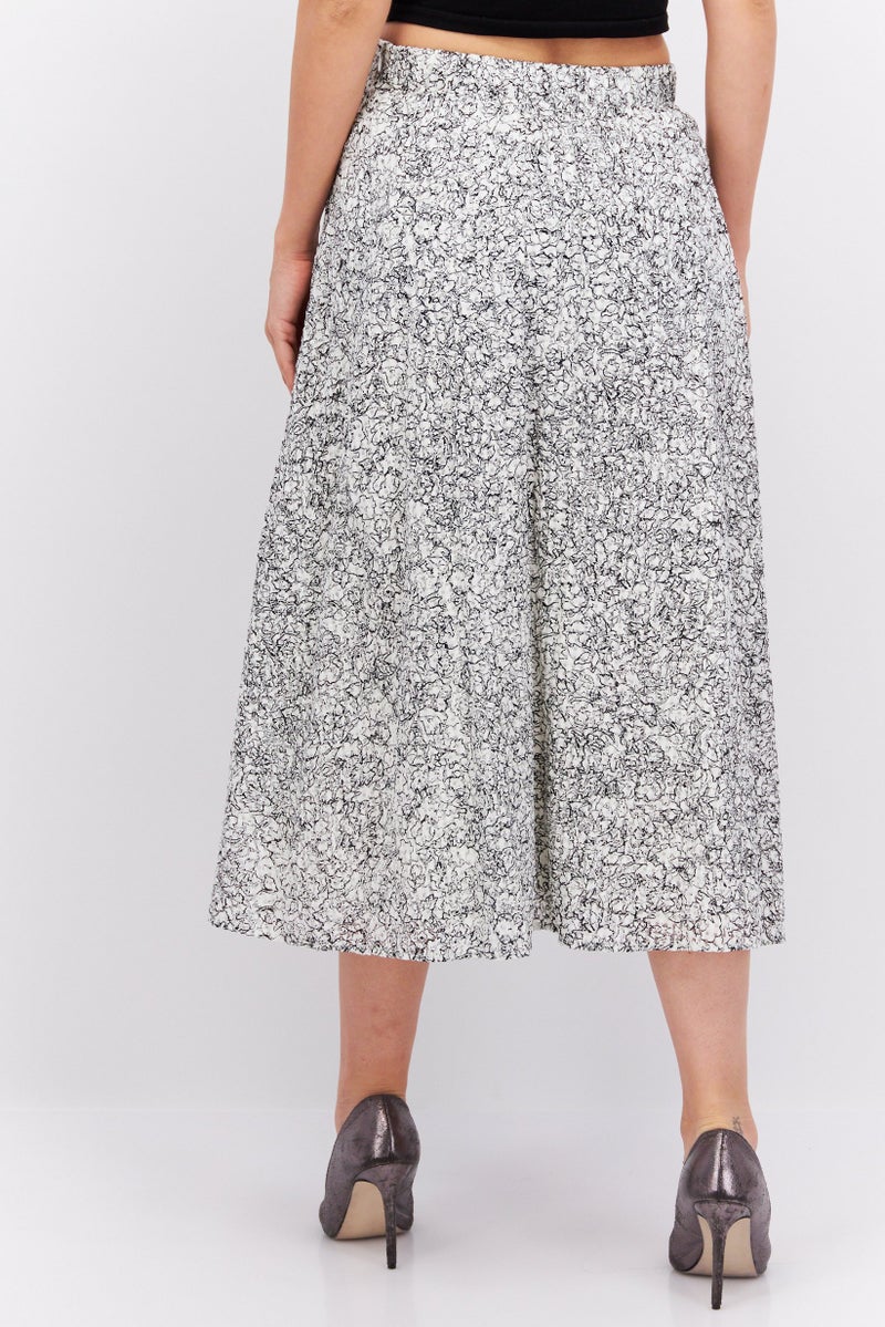 ESPRIT تنورة ميدي مطبوعة بالكامل للنساء، أبيض فاتح - Image 3