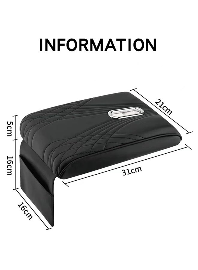 Generic Car Central Control Armrest Cover Mat, Leather Memory Foam Auto Armrest Cushion, with Tissue Box and Storage Bag, Suitable for Most Vehicles, SUVs, Trucks, Cars - Black - Image 4