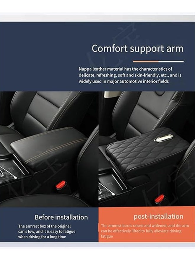 Generic Car Central Control Armrest Cover Mat, Leather Memory Foam Auto Armrest Cushion, with Tissue Box and Storage Bag, Suitable for Most Vehicles, SUVs, Trucks, Cars - Black - Image 2