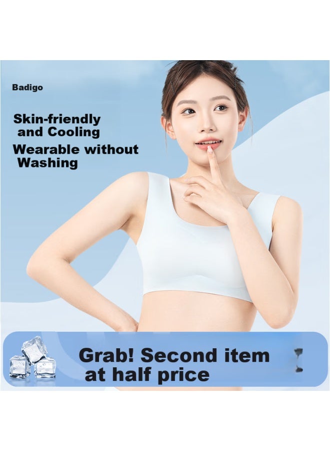 Badigao Disposable Bra For Women, Seamless Ice Silk Summer Military Training Breathable Cool Push-up Bra Ladies M - Image 1
