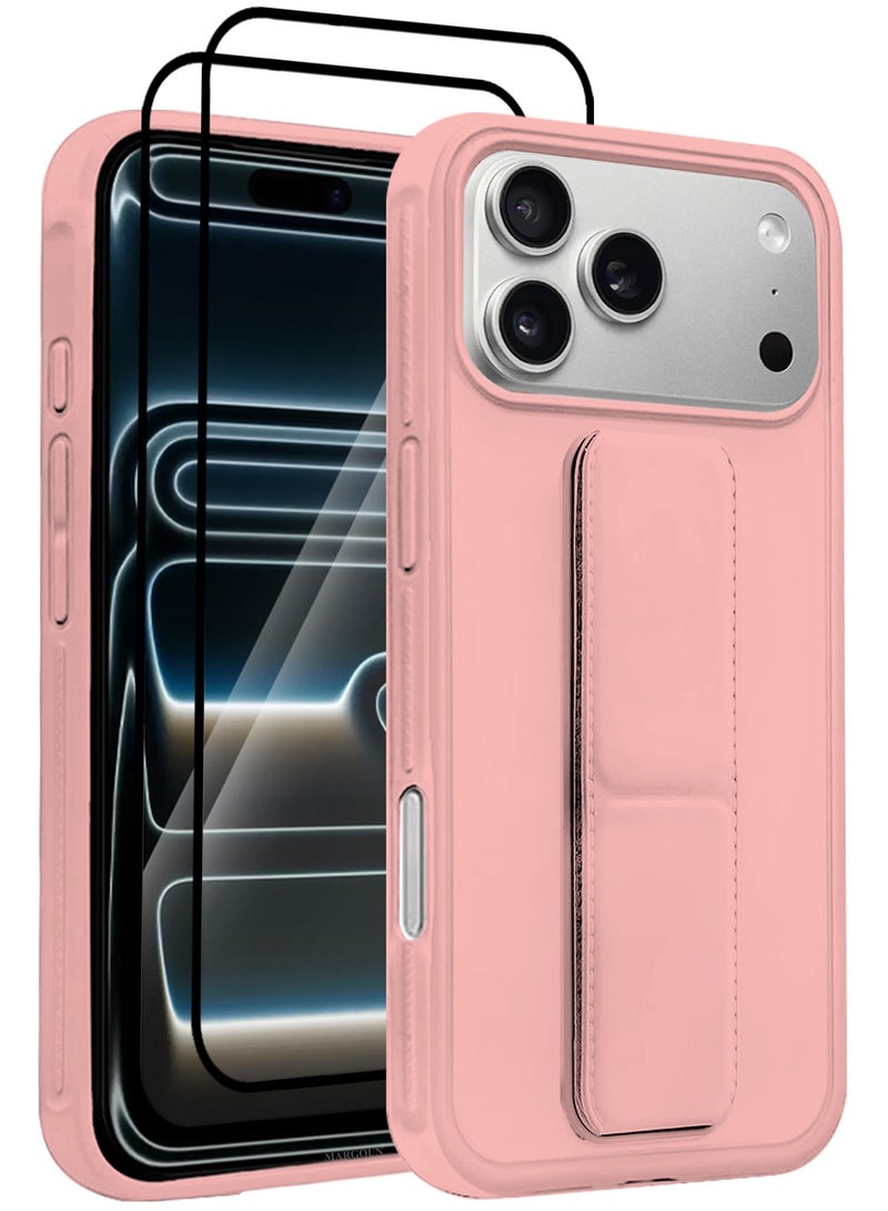 CATANES 3 Packs Premium PU Leather Case for iPhone 17 Pro with Stand Function Shockproof and Anti Scratch Finger Grip with Two 3D Screen Protector - Image 1