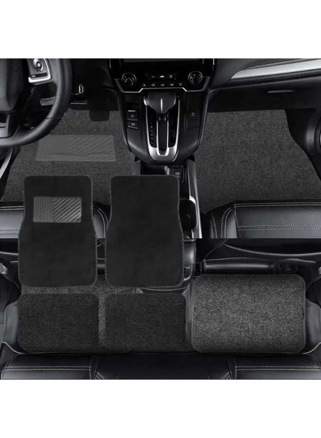 Black 4 Piece Universal Fit Car Floor Mats All Season Heavy Duty Non Slip PVC - Image 1