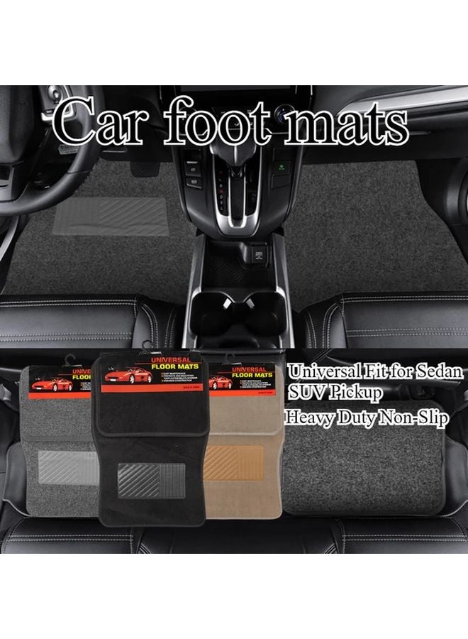 Black 4 Piece Universal Fit Car Floor Mats All Season Heavy Duty Non Slip PVC - Image 2