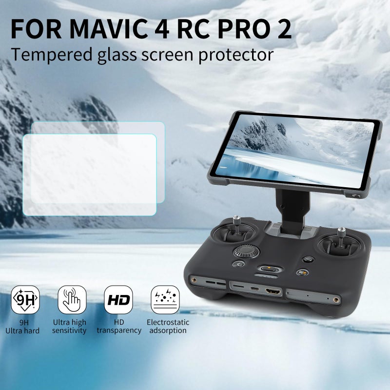 YETAMKR for DJI Mavic 4 RC Pro 2 Remote Control Silicone Case Sleeve/Controller Screen Protector & Adjustable PU Neck Strap & Standard Lanyard Screw Accessories (Lanyard+Tempered Film+Silicone case) - Image 3