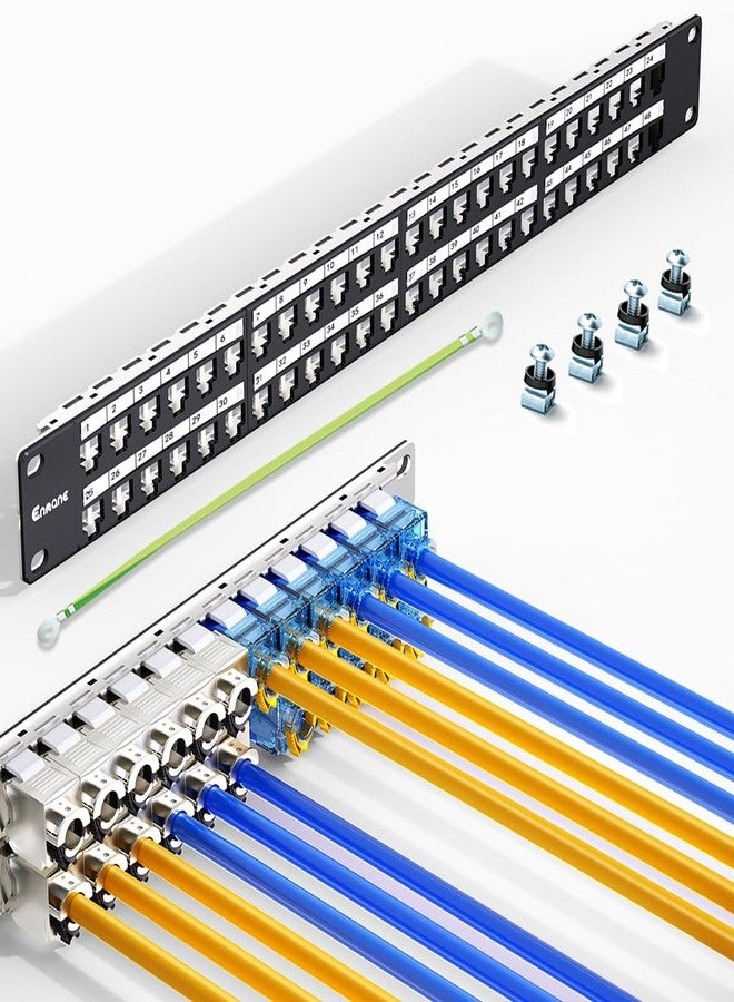 Enmane 48Port Blank Keystone Patch Panel Rackmount&Wall Mount 1U 19-inch Network Patch Panel RJ45 Keystone Patch Panel for Gigabit Network - Image 1
