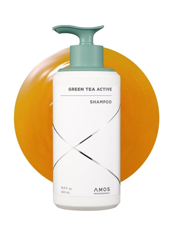 أموس بروفيشنال اموس بوفيشنال شامبو اكتيف مضاد للشيخوخة للشعر الرقيق والناعم من جرين تي | يحمي فروة الرأس ويكثف الشعر | مثبت سريريا، 500ml سائلة - Image 1