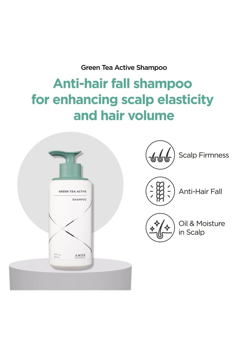 أموس بروفيشنال اموس بوفيشنال شامبو اكتيف مضاد للشيخوخة للشعر الرقيق والناعم من جرين تي | يحمي فروة الرأس ويكثف الشعر | مثبت سريريا، 500ml سائلة - Image 2