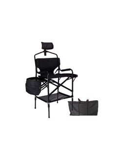 Generic Professional Foldable Makeup Chair with Headrest, Adjustable Height, 2 Sided Table with Carrying Bag - Black  - Image 2