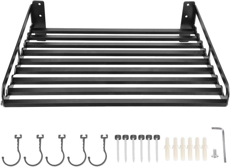 Wall Mounted Microwave Oven Shelf Bracket, Kitchen Storage Rack Holder, Space Saving Organizer for Microwave Oven and Baking Accessories, Sturdy Aluminum Construction with Black Pa (50 * 40) - Image 1