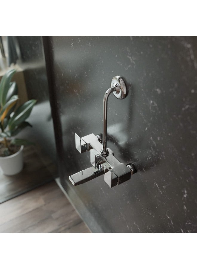 Zap Skoda Full Brass Chrome Plated 2 in 1 Wall Mixer With Provision For Over Head Shower and Long Bend Pipe For Bathroom - Image 3