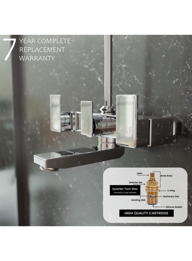 Zap Skoda Full Brass Chrome Plated 2 in 1 Wall Mixer With Provision For Over Head Shower and Long Bend Pipe For Bathroom - Image 4